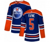 Youth Adidas Edmonton Oilers #5 Mark Fayne Authentic Royal Blue Alternate NHL Jersey