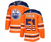 Youth Adidas Edmonton Oilers #51 Brian Ferlin Authentic Orange USA Flag Fashion NHL Jersey