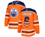 Youth Adidas Edmonton Oilers #6 Adam Larsson Authentic Orange USA Flag Fashion NHL Jersey