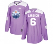 Youth Adidas Edmonton Oilers #6 Adam Larsson Authentic Purple Fights Cancer Practice NHL Jersey