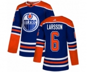 Youth Adidas Edmonton Oilers #6 Adam Larsson Authentic Royal Blue Alternate NHL Jersey