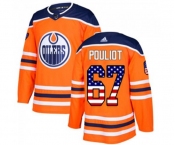 Youth Adidas Edmonton Oilers #67 Benoit Pouliot Authentic Orange USA Flag Fashion NHL Jersey