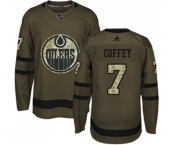 Youth Adidas Edmonton Oilers #7 Paul Coffey Authentic Green Salute to Service NHL Jersey