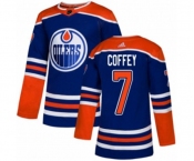Youth Adidas Edmonton Oilers #7 Paul Coffey Authentic Royal Blue Alternate NHL Jersey