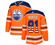 Youth Adidas Edmonton Oilers #81 Yohann Auvitu Authentic Orange USA Flag Fashion NHL Jersey