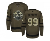 Youth Adidas Edmonton Oilers #99 Wayne Gretzky Green Salute to Service Stitched NHL Jersey