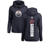 NHL Women Adidas Edmonton Oilers #27 Boyd Gordon Navy Blue Backer Pullover Hoodie