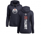 NHL Women Adidas Edmonton Oilers #33 Cam Talbot Navy Blue Backer Pullover Hoodie