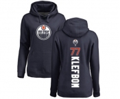 NHL Women Adidas Edmonton Oilers #77 Oscar Klefbom Navy Blue Backer Pullover Hoodie