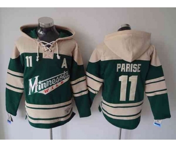 nhl jerseys minnesota wilds #11 parise cream-green[pullover hooded sweatshirt][patch A][parise]