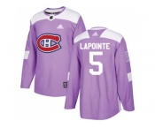 Men Adidas Montreal Canadiens #5 Guy Lapointe Purple Authentic Fights Cancer Stitched NHL Jersey