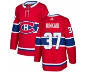 Men's Canadiens #37 Keith Kinkaid Red Home Authentic Stitched Hockey Jersey