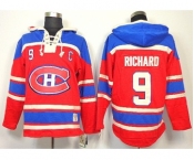 nhl jerseys montreal canadiens #9 richard red[pullover hooded sweatshirt patch C]