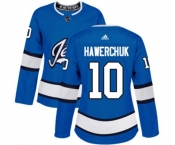 Women Adidas Winnipeg Jets #10 Dale Hawerchuk Authentic Blue Alternate NHL Jersey