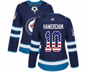 Women Adidas Winnipeg Jets #10 Dale Hawerchuk Authentic Navy Blue USA Flag Fashion NHL Jersey