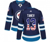 Women Adidas Winnipeg Jets #13 Brandon Tanev Authentic Navy Blue USA Flag Fashion NHL Jersey