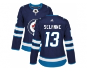 Women Adidas Winnipeg Jets #13 Teemu Selanne Navy Blue Home Authentic Stitched NHL Jersey