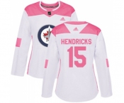 Women Adidas Winnipeg Jets #15 Matt Hendricks Authentic White Pink Fashion NHL Jersey