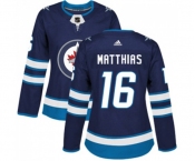 Women Adidas Winnipeg Jets #16 Shawn Matthias Authentic Navy Blue Home NHL Jersey