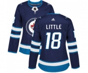 Women Adidas Winnipeg Jets #18 Bryan Little Authentic Navy Blue Home NHL Jersey
