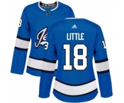 Women Adidas Winnipeg Jets #18 Bryan Little Premier Blue Alternate NHL Jersey