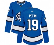 Women Adidas Winnipeg Jets #19 Nic Petan Authentic Blue Alternate NHL Jersey