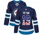 Women Adidas Winnipeg Jets #19 Nic Petan Authentic Navy Blue USA Flag Fashion NHL Jersey