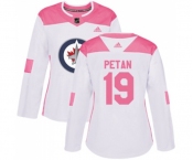 Women Adidas Winnipeg Jets #19 Nic Petan Authentic White Pink Fashion NHL Jersey