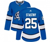 Women Adidas Winnipeg Jets #25 Paul Stastny Authentic Blue Alternate NHL Jersey