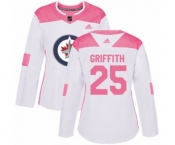 Women Adidas Winnipeg Jets #25 Seth Griffith Authentic White Pink Fashion NHL Jersey