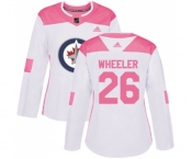 Women Adidas Winnipeg Jets #26 Blake Wheeler Authentic White Pink Fashion NHL Jersey