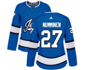 Women Adidas Winnipeg Jets #27 Teppo Numminen Authentic Blue Alternate NHL Jersey