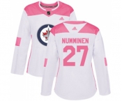 Women Adidas Winnipeg Jets #27 Teppo Numminen Authentic White Pink Fashion NHL Jersey