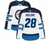 Women Adidas Winnipeg Jets #28 Jack Roslovic Authentic White Away NHL Jersey