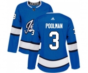Women Adidas Winnipeg Jets #3 Tucker Poolman Authentic Blue Alternate NHL Jersey