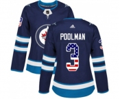 Women Adidas Winnipeg Jets #3 Tucker Poolman Authentic Navy Blue USA Flag Fashion NHL Jersey