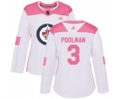 Women Adidas Winnipeg Jets #3 Tucker Poolman Authentic White Pink Fashion NHL Jersey