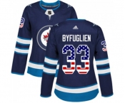 Women Adidas Winnipeg Jets #33 Dustin Byfuglien Authentic Navy Blue USA Flag Fashion NHL Jersey