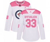 Women Adidas Winnipeg Jets #33 Dustin Byfuglien Authentic White Pink Fashion NHL Jersey