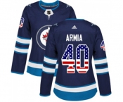 Women Adidas Winnipeg Jets #40 Joel Armia Authentic Navy Blue USA Flag Fashion NHL Jersey