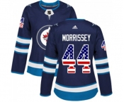Women Adidas Winnipeg Jets #44 Josh Morrissey Authentic Navy Blue USA Flag Fashion NHL Jersey