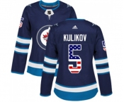 Women Adidas Winnipeg Jets #5 Dmitry Kulikov Authentic Navy Blue USA Flag Fashion NHL Jersey