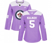 Women Adidas Winnipeg Jets #5 Dmitry Kulikov Authentic Purple Fights Cancer Practice NHL Jersey