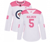 Women Adidas Winnipeg Jets #5 Dmitry Kulikov Authentic White Pink Fashion NHL Jersey