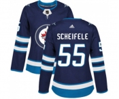 Women Adidas Winnipeg Jets #55 Mark Scheifele Authentic Navy Blue Home NHL Jersey