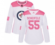 Women Adidas Winnipeg Jets #55 Mark Scheifele Authentic White Pink Fashion NHL Jersey