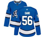 Women Adidas Winnipeg Jets #56 Marko Dano Authentic Blue Alternate NHL Jersey