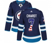 Women Adidas Winnipeg Jets #7 Ben Chiarot Authentic Navy Blue USA Flag Fashion NHL Jersey