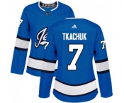Women Adidas Winnipeg Jets #7 Keith Tkachuk Authentic Blue Alternate NHL Jersey