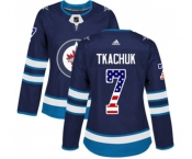 Women Adidas Winnipeg Jets #7 Keith Tkachuk Authentic Navy Blue USA Flag Fashion NHL Jersey